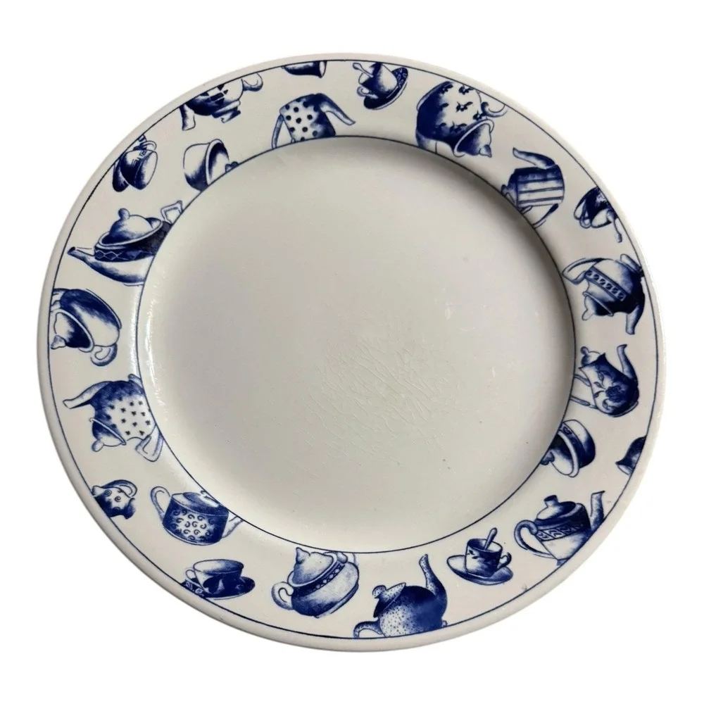 Pier 1 For Angleterre England Blue‎ Teapots Dinner Plate 10 3/8